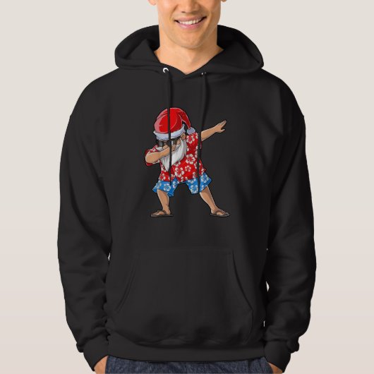 Dabbing Santa Tropical Island Christmas Hawaiian X Hoodie (Voorkant)