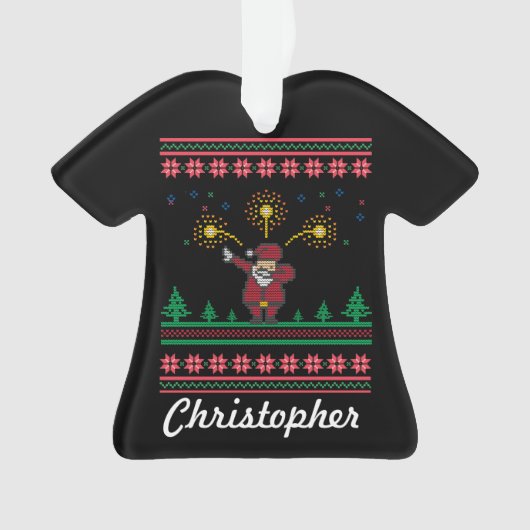 Dabbing Santa Ugly met kerstkeuken Ornament (voorkant)