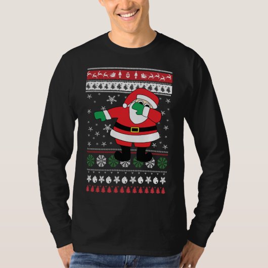 Dabbing Santa Ugly met kerstkeuken T-shirt (Voorkant)