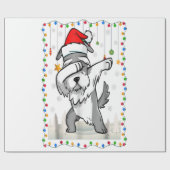 Dabbing Schnauzer Santa Light Kerstmis Cadeaupapier (Vlak)