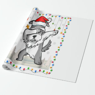 Dabbing Schnauzer Santa Light Kerstmis Cadeaupapier