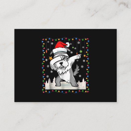 Dabbing Schnauzer Santa Light Kerstmis Visitekaartje (Voorkant)