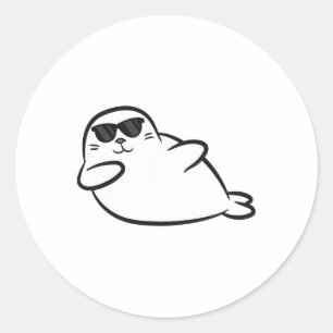 Dabbing Seal Dancing Seal Schattigee Seals Ronde Sticker