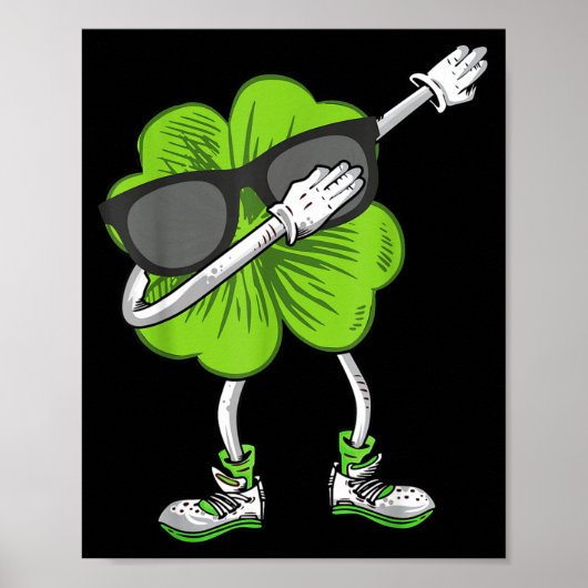 Dabbing Shamrock St Patrick's Day Funny Irish Boys Poster (Voorkant)