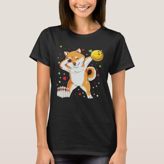 Dabbing Shiba Bowling   Bowling  Boy Girl T-shirt (Voorkant)