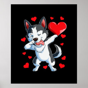 Dabbing Siberian Husky Heart Valentijnsdag Gifts Poster
