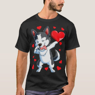 Dabbing Siberian Husky Hearts Valentijnsdag T-shirt