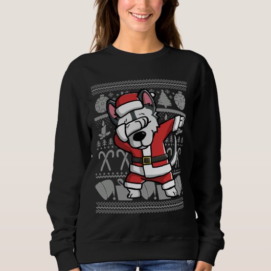 Dabbing Siberian Husky Ugly Christmas Sweat graphi (Devant)