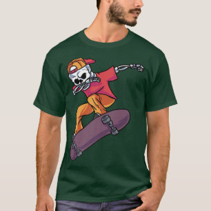 Dabbing Skater Skeleton Skateboard Longboard Halft T-shirt