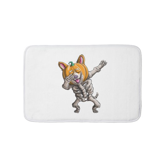 Dabbing Skelet Corgi Leuke Halloween Corgi Grappig Badmat (Voorkant)