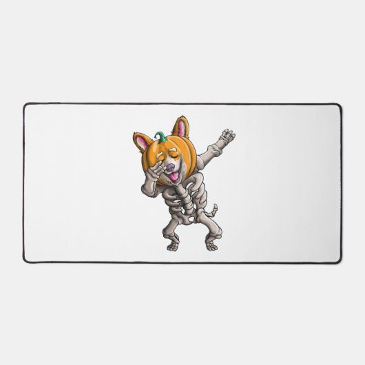 Dabbing Skelet Corgi Leuke Halloween Corgi Grappig Bureaumat (Voorkant)