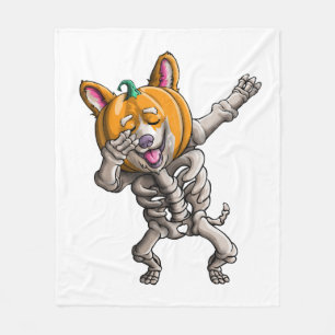 Dabbing Skelet Corgi Leuke Halloween Corgi Grappig Fleece Deken