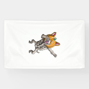 Dabbing Skelet Corgi Schattig Halloween Corgi Grap Spandoek