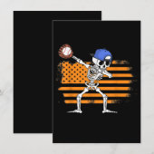 Dabbing Skelet Honkbal Grappige Halloween Kaart (Voorkant / Achterkant)