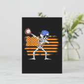 Dabbing Skelet Honkbal Grappige Halloween Kaart (Staand voorkant)