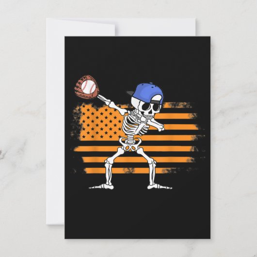 Dabbing Skelet Honkbal Grappige Halloween Kaart (Voorkant)