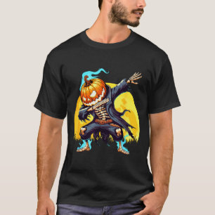Dabbing Skelet Hoofdloze Pompoen Dab Dans Jongens T-shirt