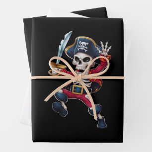 Dabbing Skelet Piraat Halloween Kinderen Jolly Rog Inpakpapier Vel