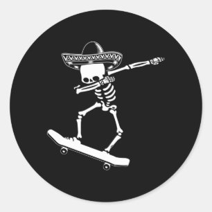 Dabbing Skelet Skateboard Dia De Los Muertos Ronde Sticker
