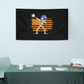 Dabbing Skeleton Baseball Funny Halloween Spandoek (Beurs)
