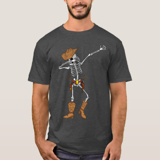 Dabbing Skeleton Cowboy Funny Cowboy Skeleton Hall T-shirt