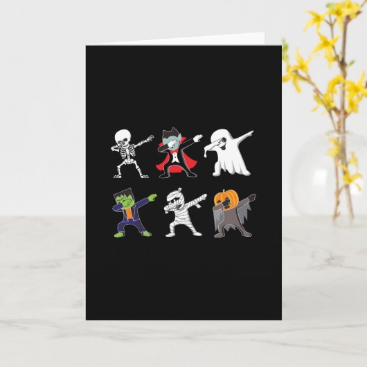 Dabbing Skeleton Halloween, Halloween, Dab boys Kaart (Gele Bloem)