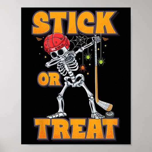 Dabbing Skeleton IJshockeyspeler Halloween Kostu Poster (Voorkant)