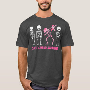 Dabbing Skeleton Pink Ribbon Breast Cancer T-shirt