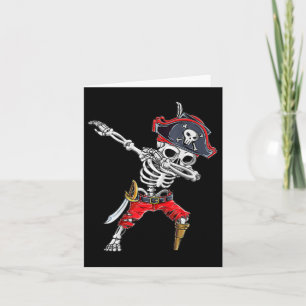 Dabbing Skeleton Pirate Funny Halloween Kinder Jol Kaart