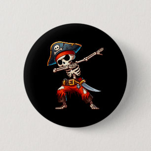 Dabbing Skeleton Pirate Halloween Kinder Pirate Ronde Button 5,7 Cm