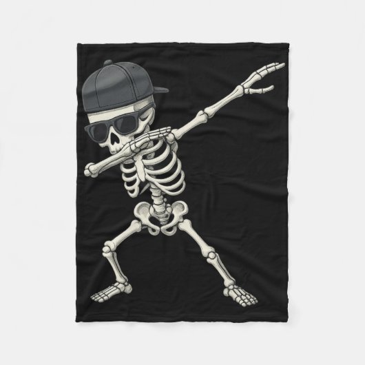 Dabbing Skeleton Pirate Halloween Kinderen Jolly R Fleece Deken (Voorkant)