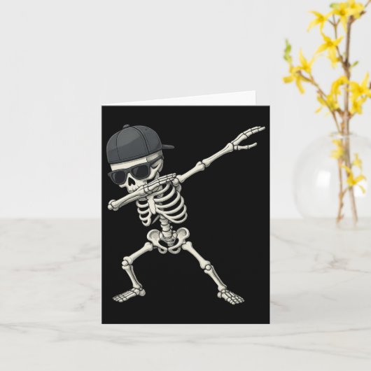 Dabbing Skeleton Pirate Halloween Kinderen Jolly R Kaart (Gele Bloem)