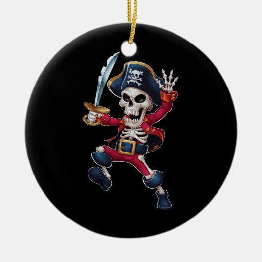 Dabbing Skeleton Pirate Halloween Kinderen Jolly R Keramisch Ornament (Voorkant)