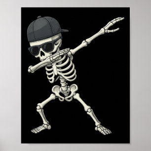 Dabbing Skeleton Pirate Halloween Kinderen Jolly R Poster
