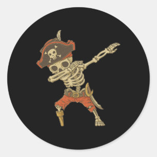 Dabbing Skeleton Pirate Halloween Kinderen Jolly R Ronde Sticker