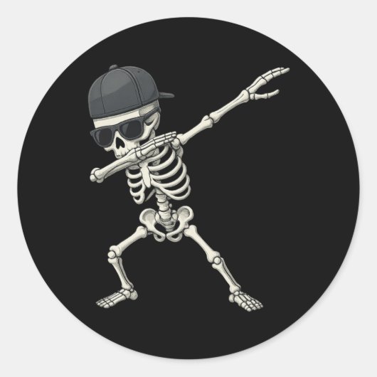 Dabbing Skeleton Pirate Halloween Kinderen Jolly R Ronde Sticker (Voorkant)