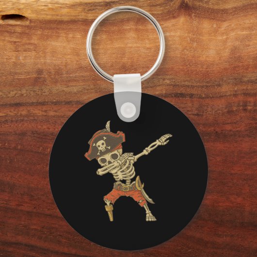 Dabbing Skeleton Pirate Halloween Kinderen Jolly R Sleutelhanger (Voorkant)