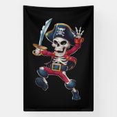 Dabbing Skeleton Pirate Halloween Kinderen Jolly R Spandoek (Verticaal)