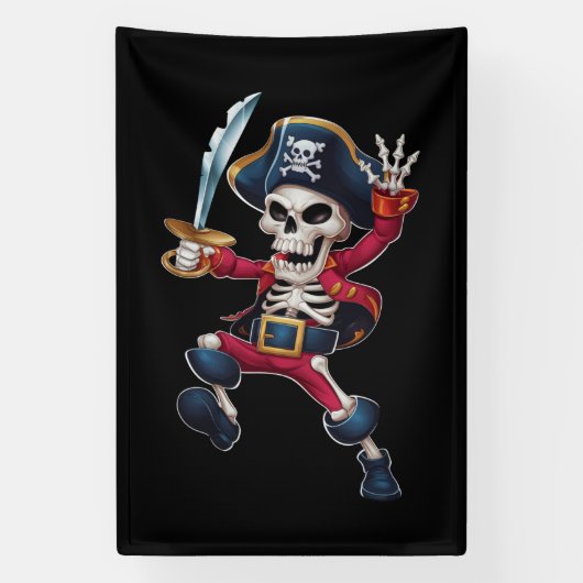 Dabbing Skeleton Pirate Halloween Kinderen Jolly R Spandoek (Verticaal)