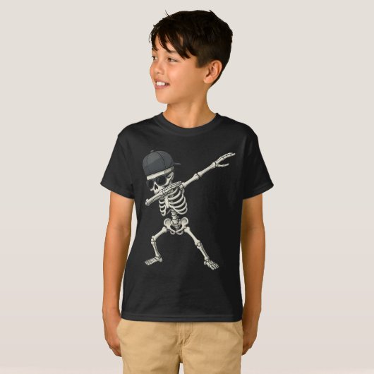 Dabbing Skeleton Pirate Halloween Kinderen Jolly R T-shirt (Voorkant volledig)