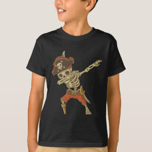 Dabbing Skeleton Pirate Halloween Kinderen Jolly R T-shirt