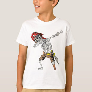Dabbing Skeleton Pirate Halloween Kinderen Jolly R T-shirt