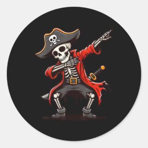 Dabbing Skeleton Pirate Ronde Sticker