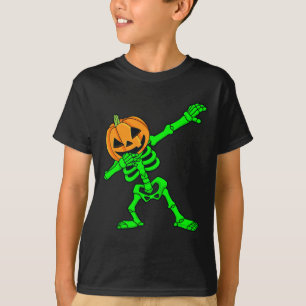Dabbing Skeleton Pomkin Head Halloween Dab T-shirt