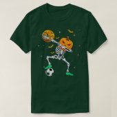 Dabbing Skeleton Pumpkin Soccer Halloween Boys Gir T-shirt (Design voorkant)