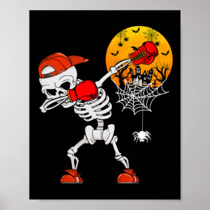 Dabbing Skeleton Spelen Boksen Halloween Speler C Poster