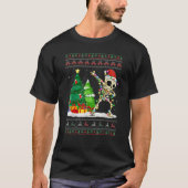 Dabbing Skeleton Tree Santa Hat Ugly Christmas Swe T-shirt (Voorkant)