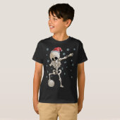 Dabbing Skeleton Volleybal Kerstman Hoed T T-shirt (Voorkant volledig)