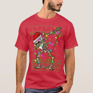 Dabbing Skeleton Xmas licht Ugly Santa Skeleton C T-shirt