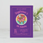 Dabbing Sloth met Donut Birthday Party Kaart (Staand voorkant)